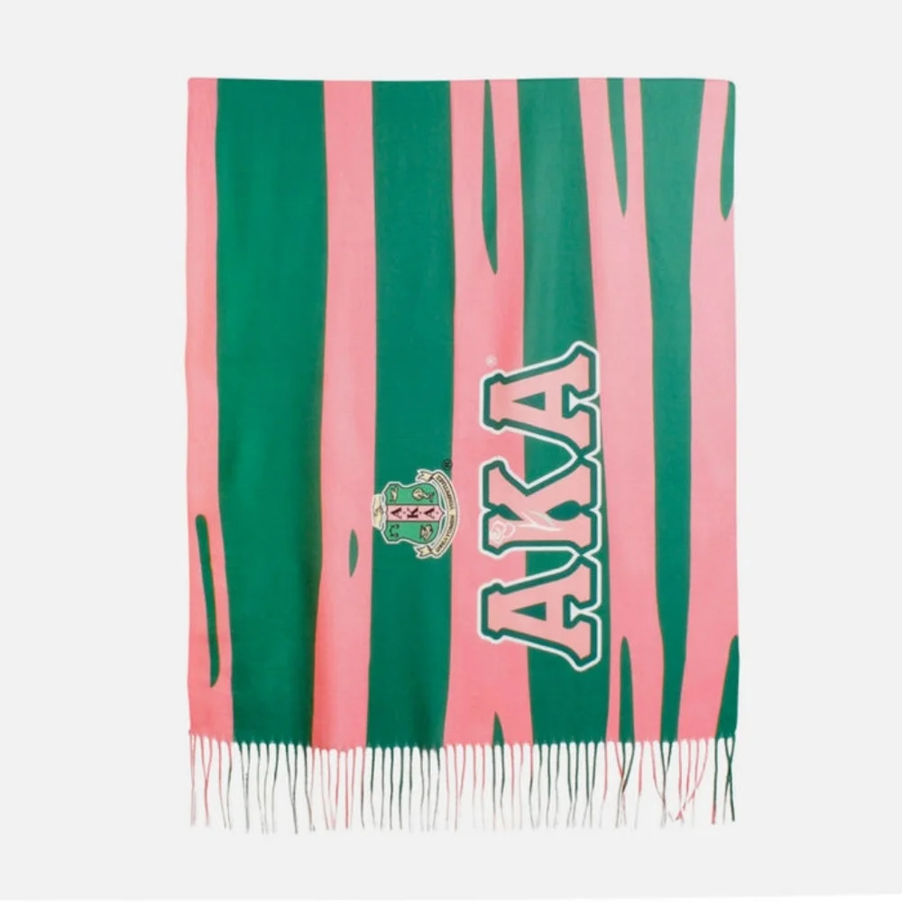 AKA Sorority Zebra Stripe Fashion Shawl Scarf - Picture 3 of 6